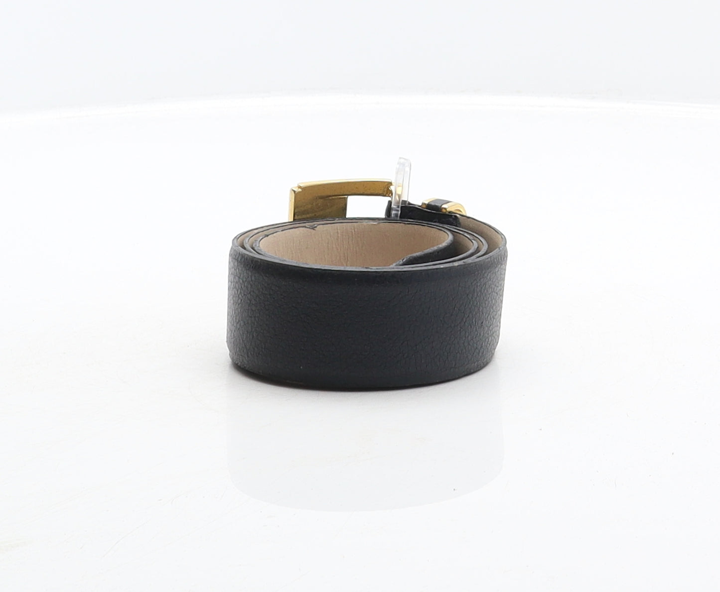 John Lewis Partnership Womens Black Solid Leather Adjustable Belt Belt Size S