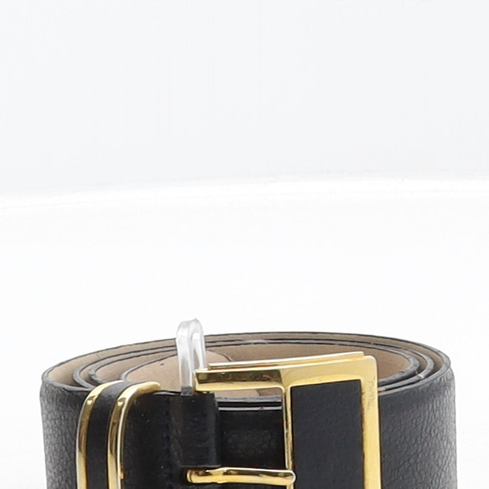 John Lewis Partnership Womens Black Solid Leather Adjustable Belt Belt Size S