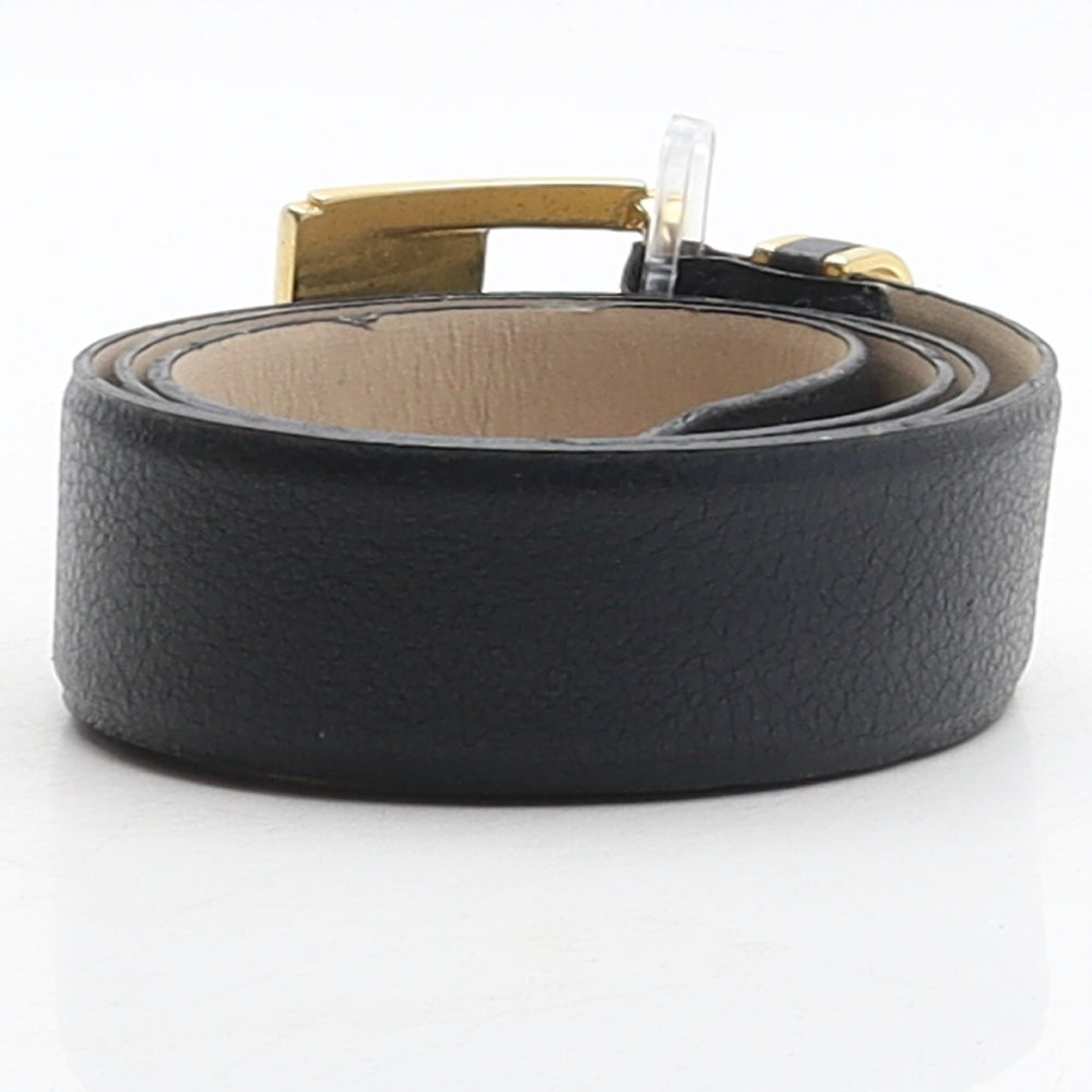 John Lewis Partnership Womens Black Solid Leather Adjustable Belt Belt Size S