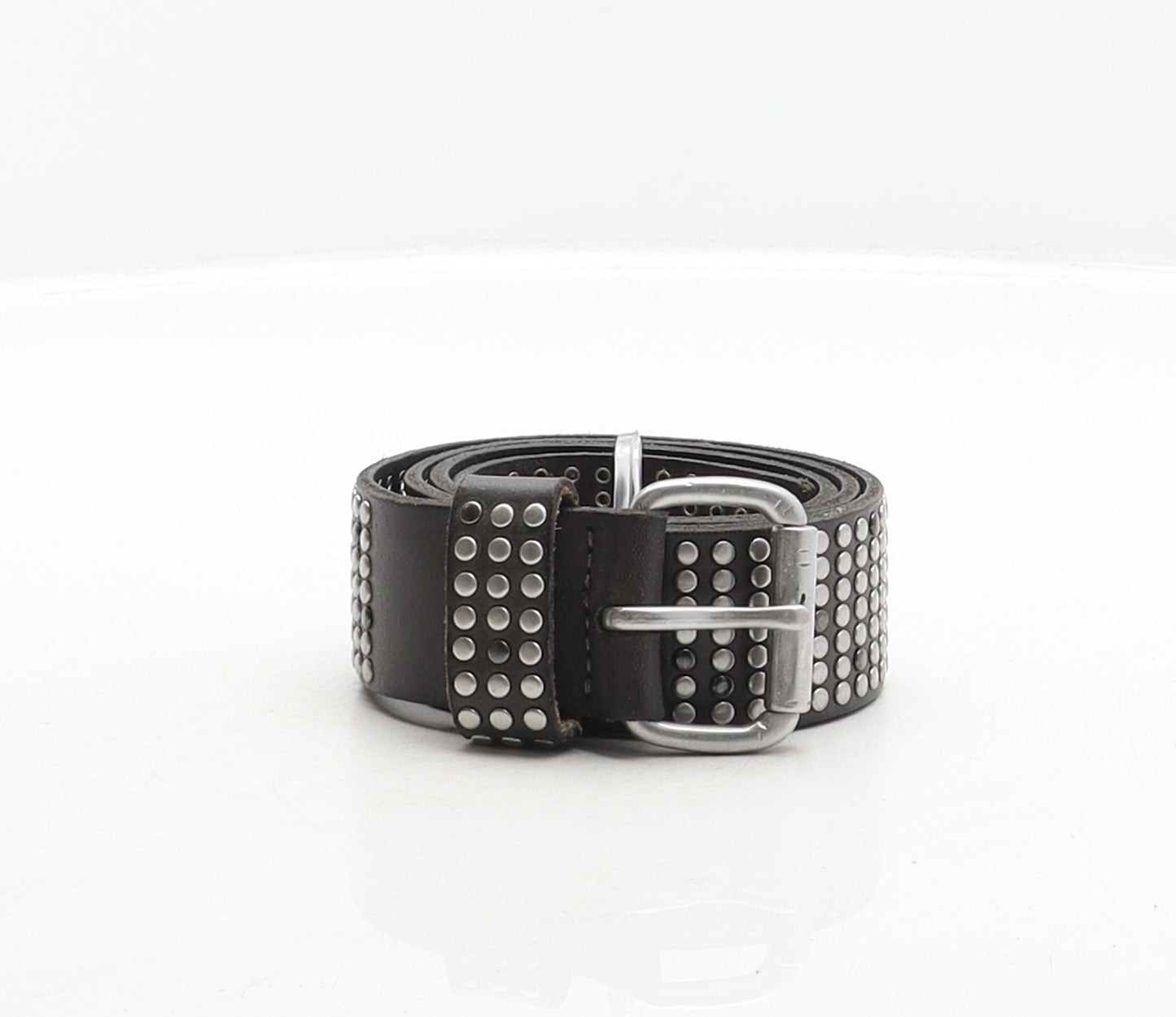 Liebeskind Berlin Mens Grey Solid Leather Studded Belt Belt Size 85