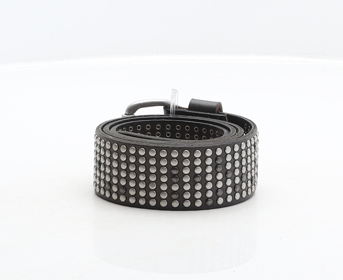 Liebeskind Berlin Mens Grey Solid Leather Studded Belt Belt Size 85