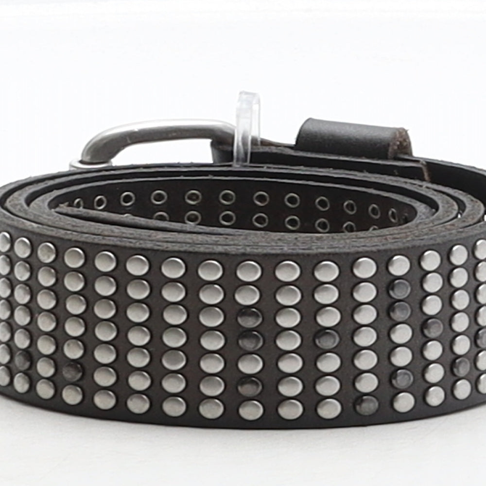 Liebeskind Berlin Mens Grey Solid Leather Studded Belt Belt Size 85
