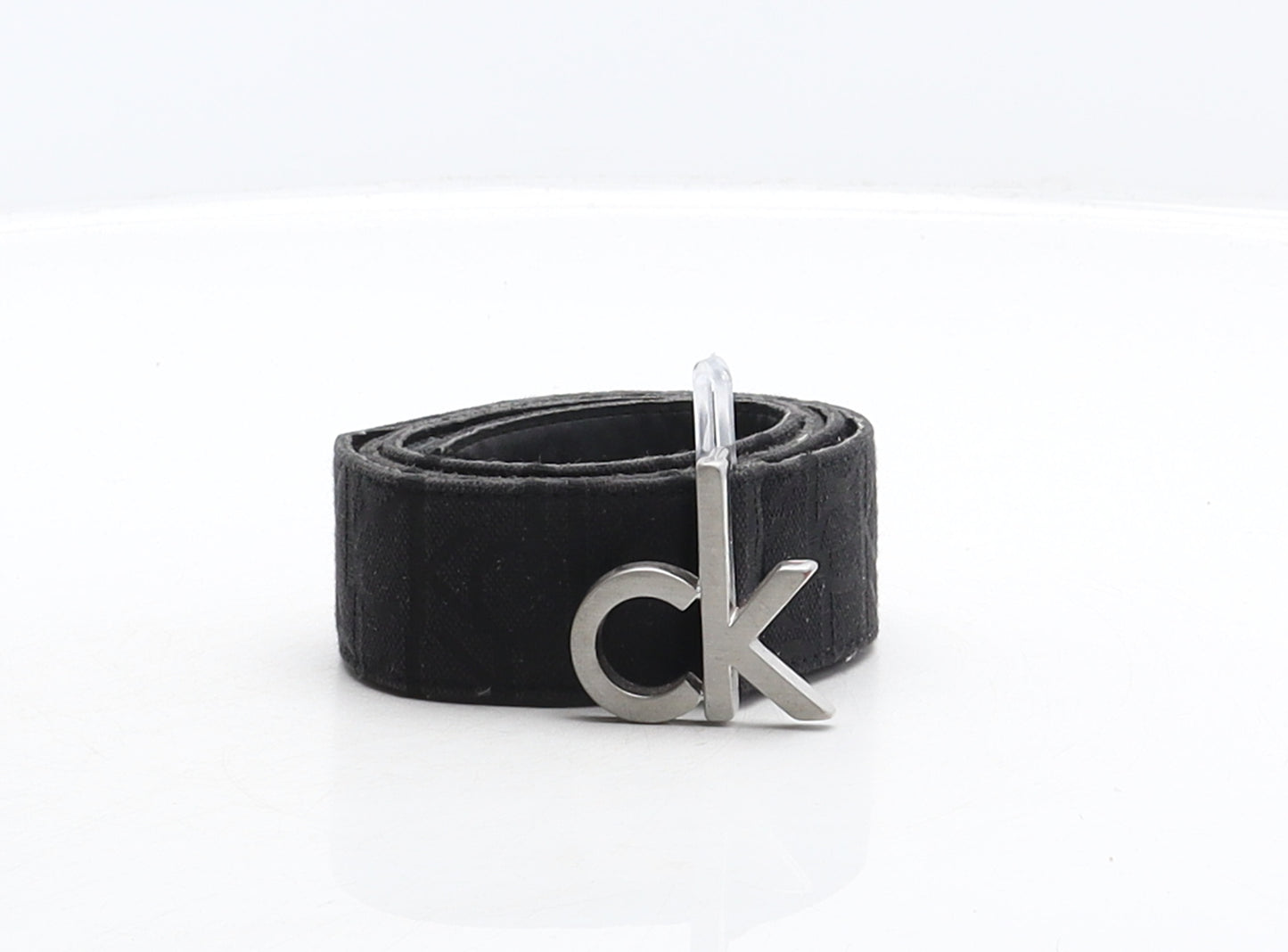 Calvin Klein Mens Black Solid Polyester Dress Belt Belt Size 85