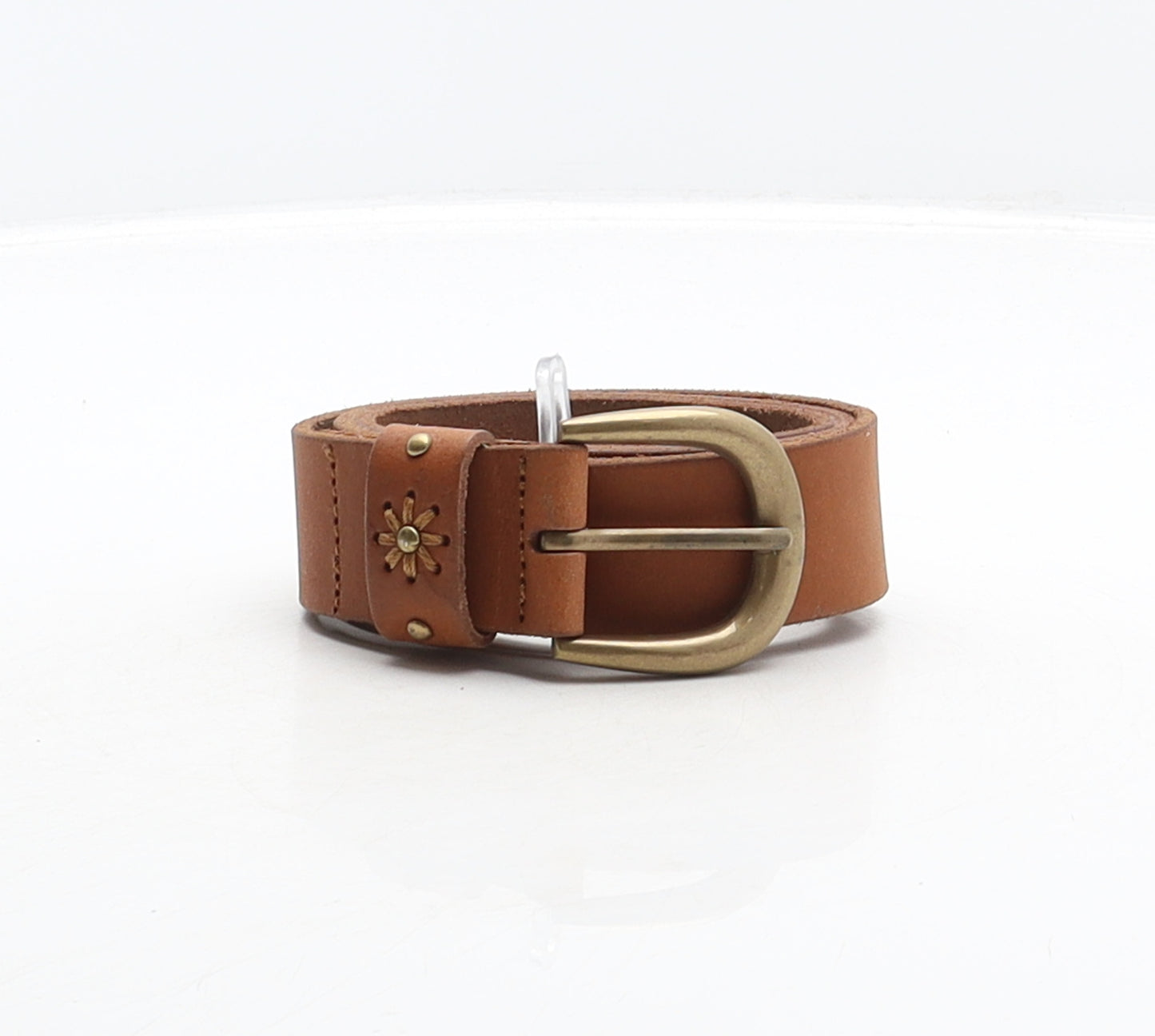 Preworn Womens Brown Solid Leather Adjustable Belt Belt Size S