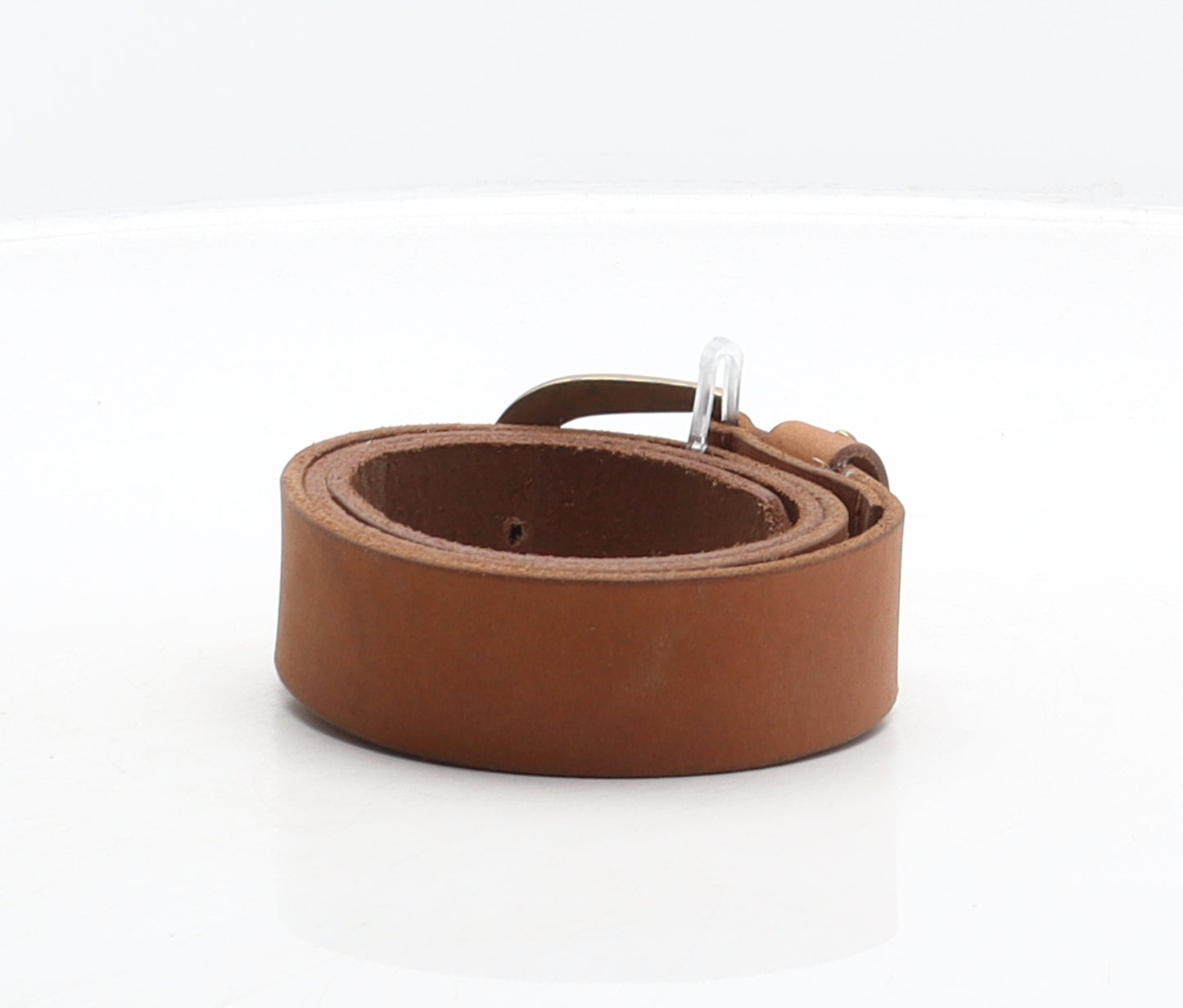 Preworn Womens Brown Solid Leather Adjustable Belt Belt Size S