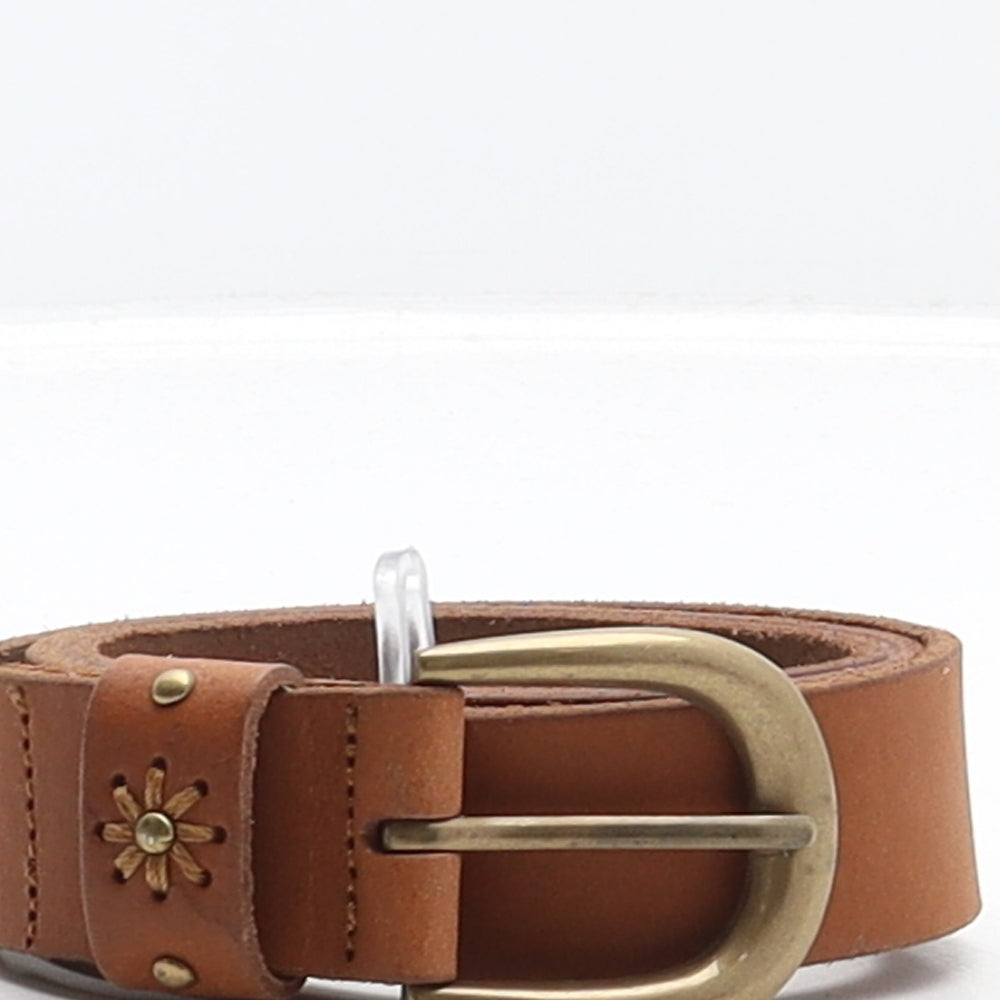 Preworn Womens Brown Solid Leather Adjustable Belt Belt Size S