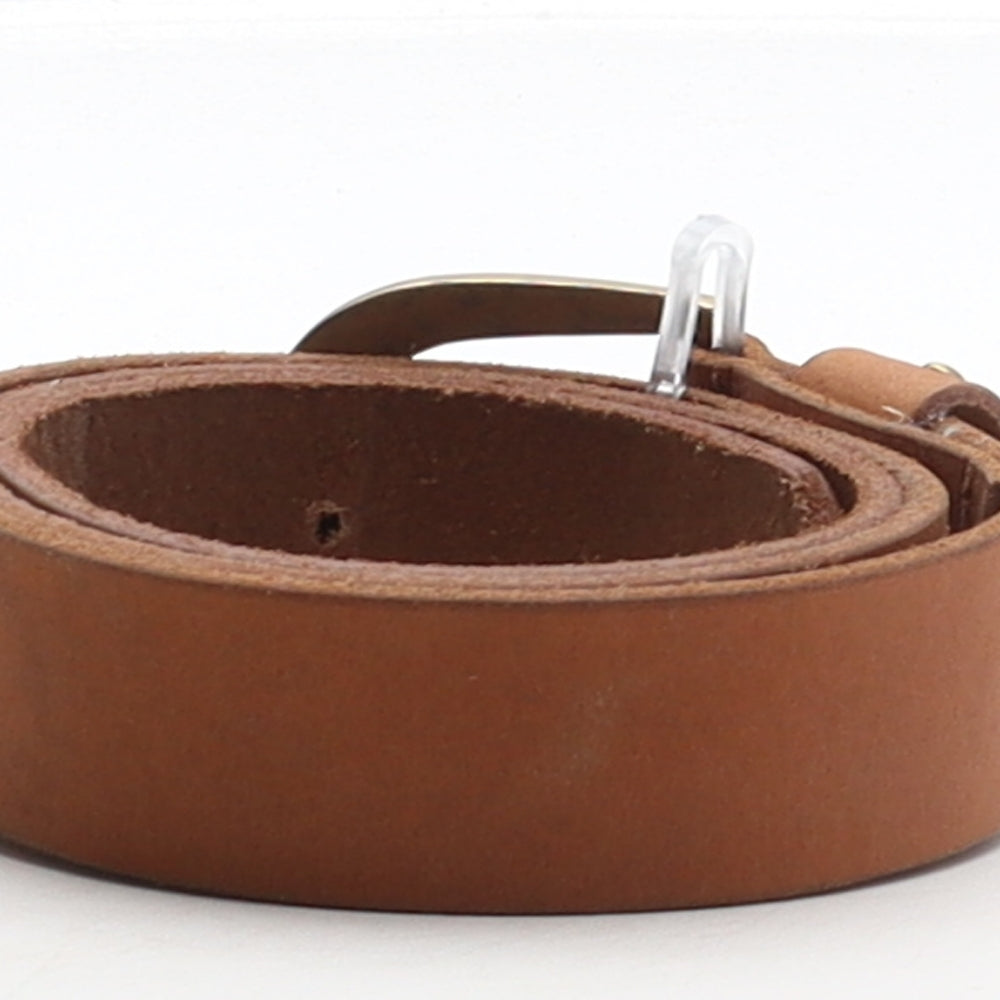 Preworn Womens Brown Solid Leather Adjustable Belt Belt Size S