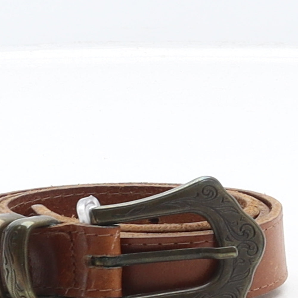Classics Womens Brown Solid Leather Western Belt Belt Size S