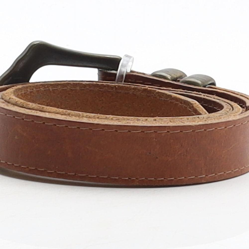 Classics Womens Brown Solid Leather Western Belt Belt Size S