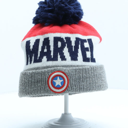 George Boys Multicoloured Striped Acrylic Bobble Hat One Size - Captain America