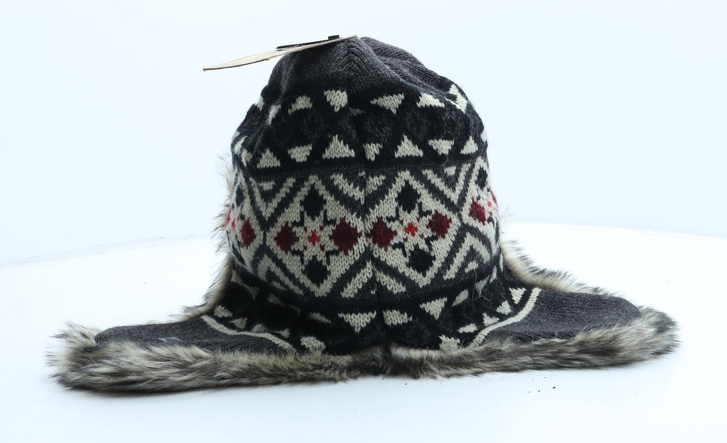 Lee Cooper Mens Grey Argyle/Diamond Acrylic Trapper Hat One Size