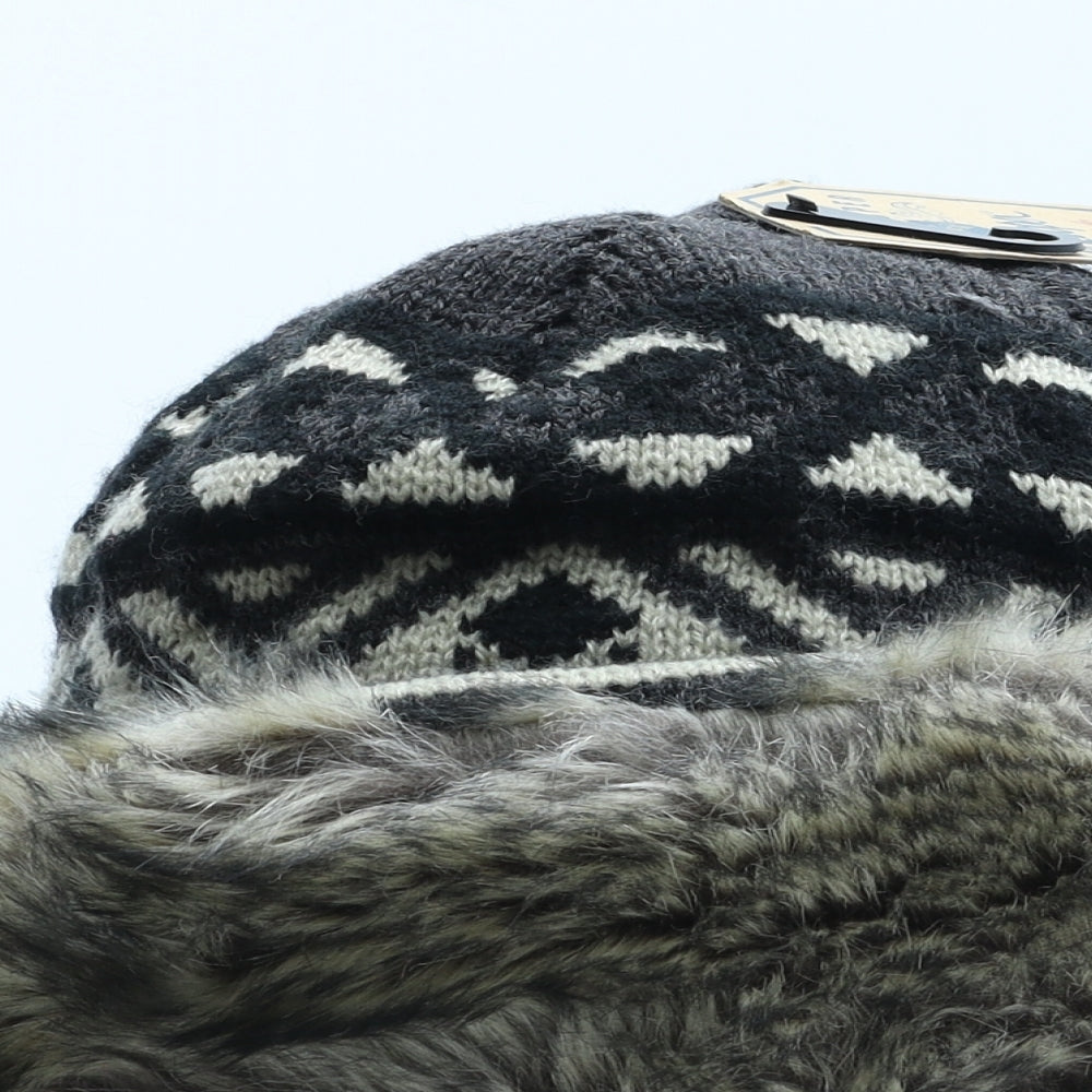 Lee Cooper Mens Grey Argyle/Diamond Acrylic Trapper Hat One Size