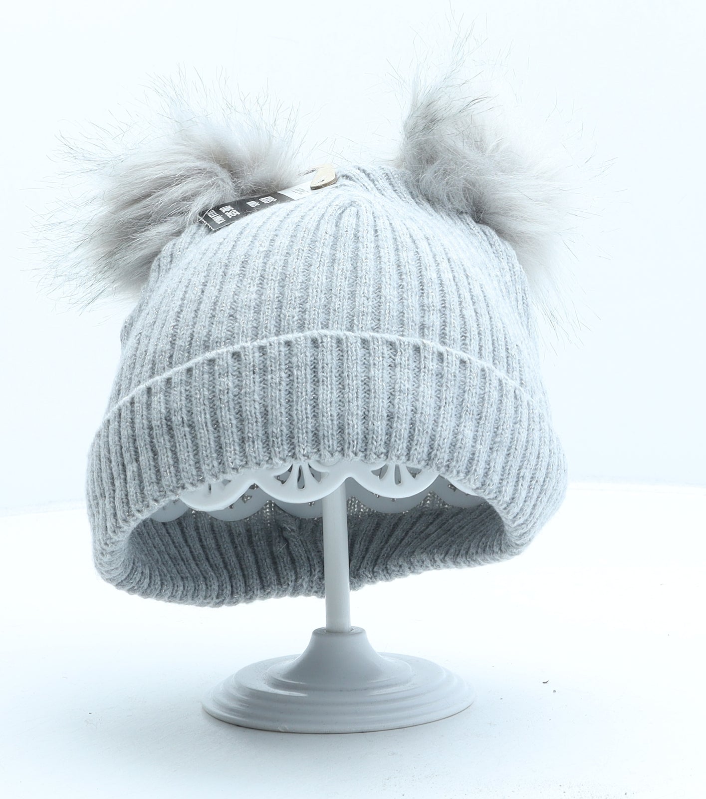 PEP&CO Girls Grey Polyester Bobble Hat One Size