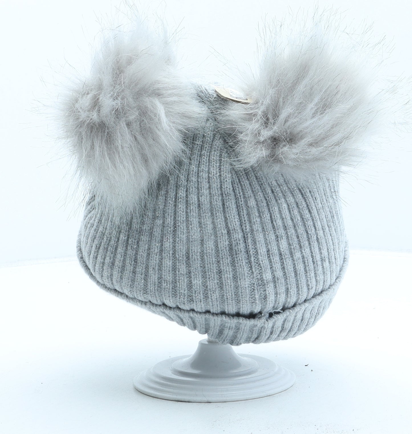 PEP&CO Girls Grey Polyester Bobble Hat One Size