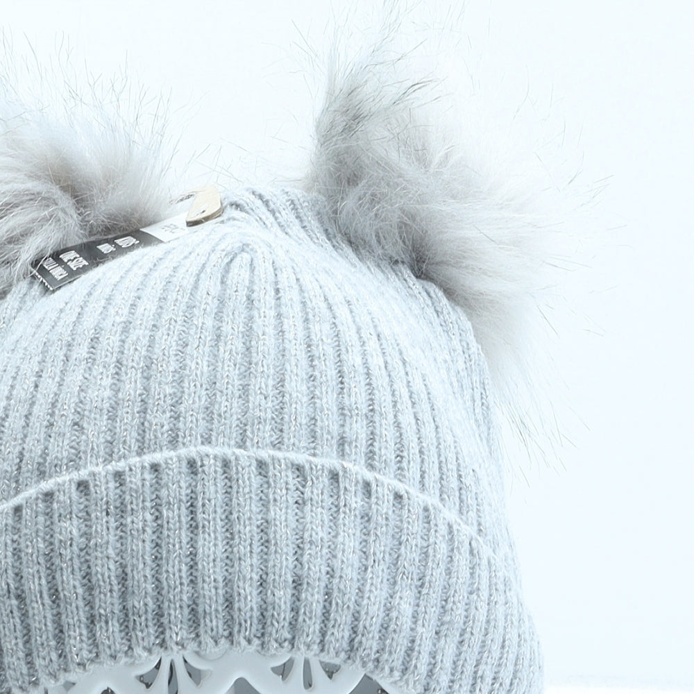 PEP&CO Girls Grey Polyester Bobble Hat One Size