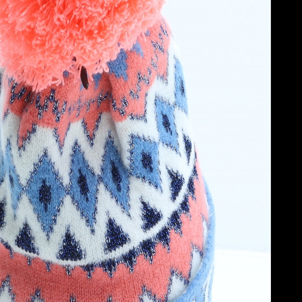 Robin Ruth Womens Multicoloured Argyle/Diamond Acrylic Bobble Hat One Size - Amsterdam