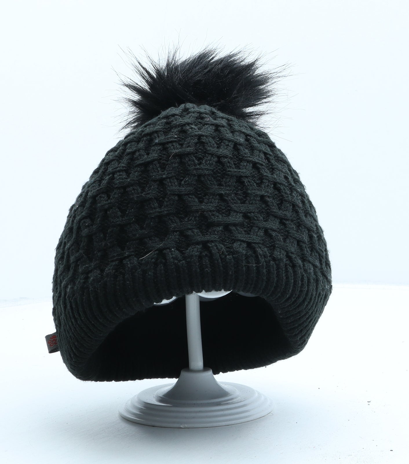 Hot Paws Womens Black Acrylic Bobble Hat One Size