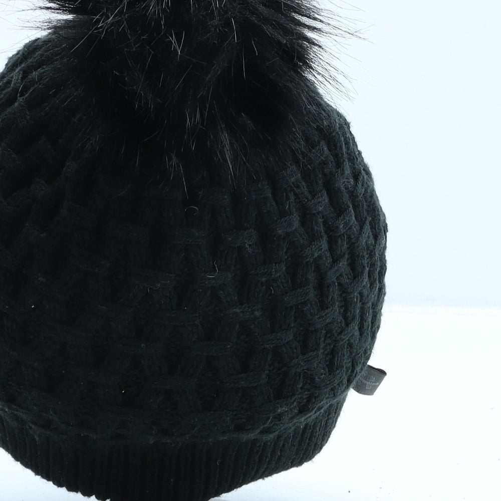 Hot Paws Womens Black Acrylic Bobble Hat One Size