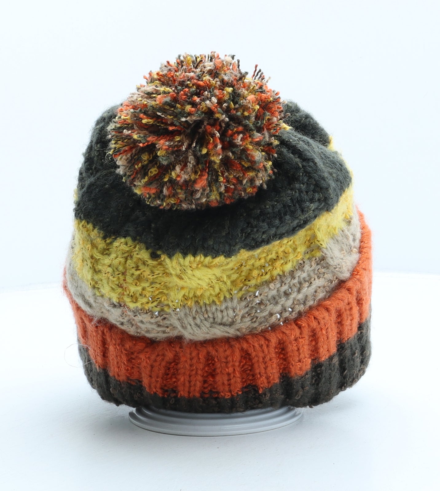 MANTARAY PRODUCTS Womens Multicoloured Colourblock Acrylic Bobble Hat One Size