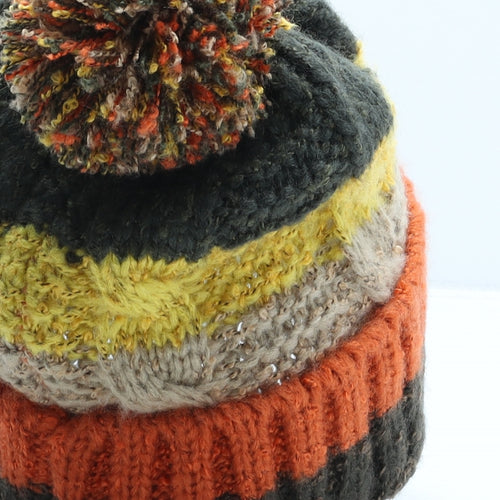 MANTARAY PRODUCTS Womens Multicoloured Colourblock Acrylic Bobble Hat One Size
