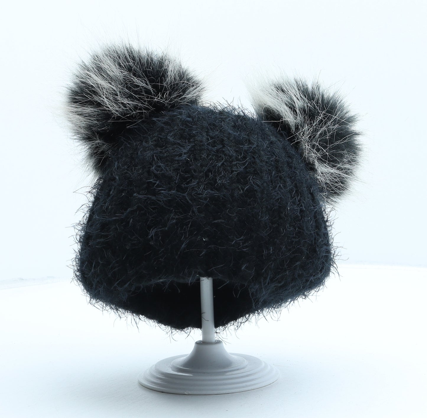 Primark Girls Black Acrylic Bobble Hat One Size