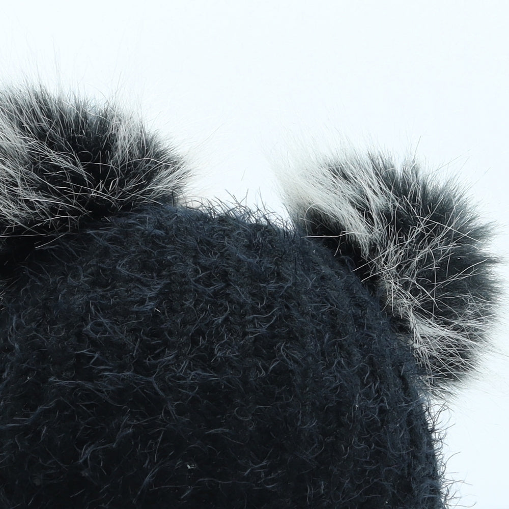Primark Girls Black Acrylic Bobble Hat One Size
