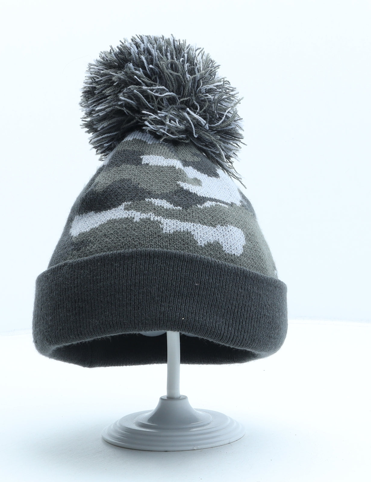 George Boys Green Camouflage Acrylic Bobble Hat One Size