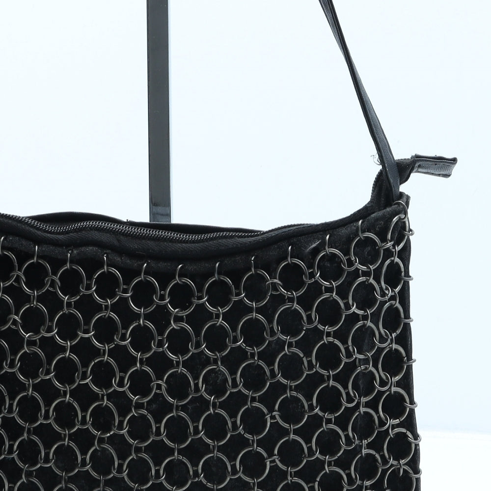 Crafted Womens Black Polyester Crossbody Size Small - Chain Detail