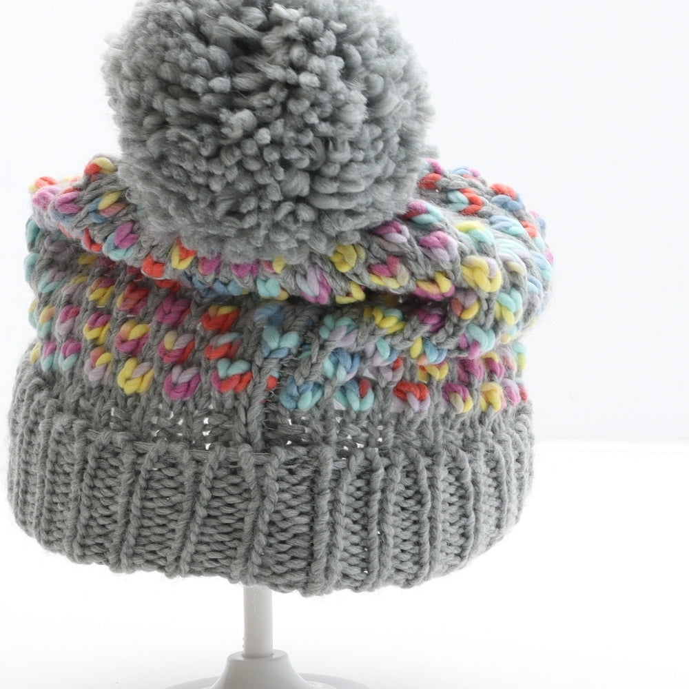 Preworn Girls Grey Acrylic Bobble Hat One Size