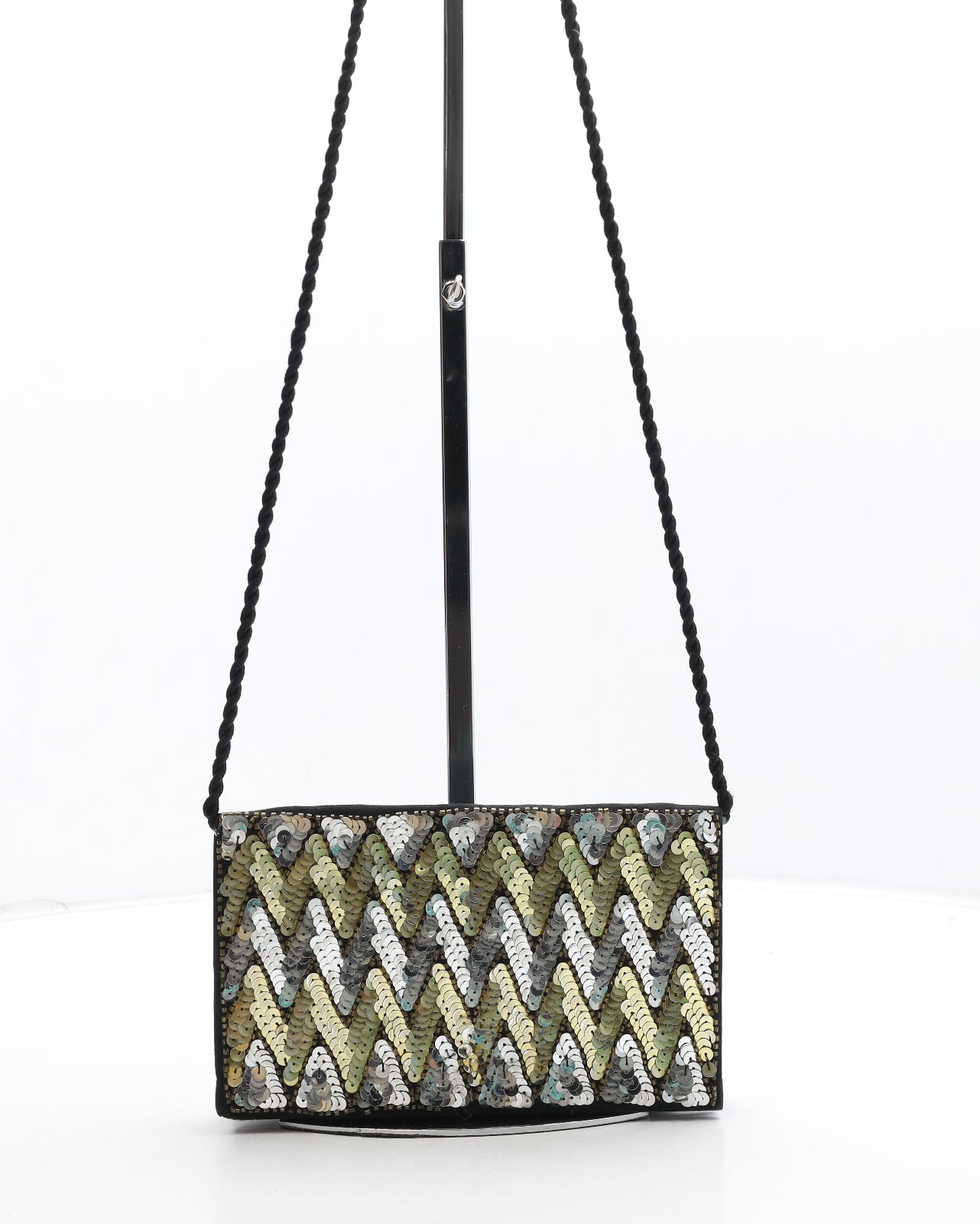 Preworn Womens Multicoloured Geometric Polyester Crossbody Size Small