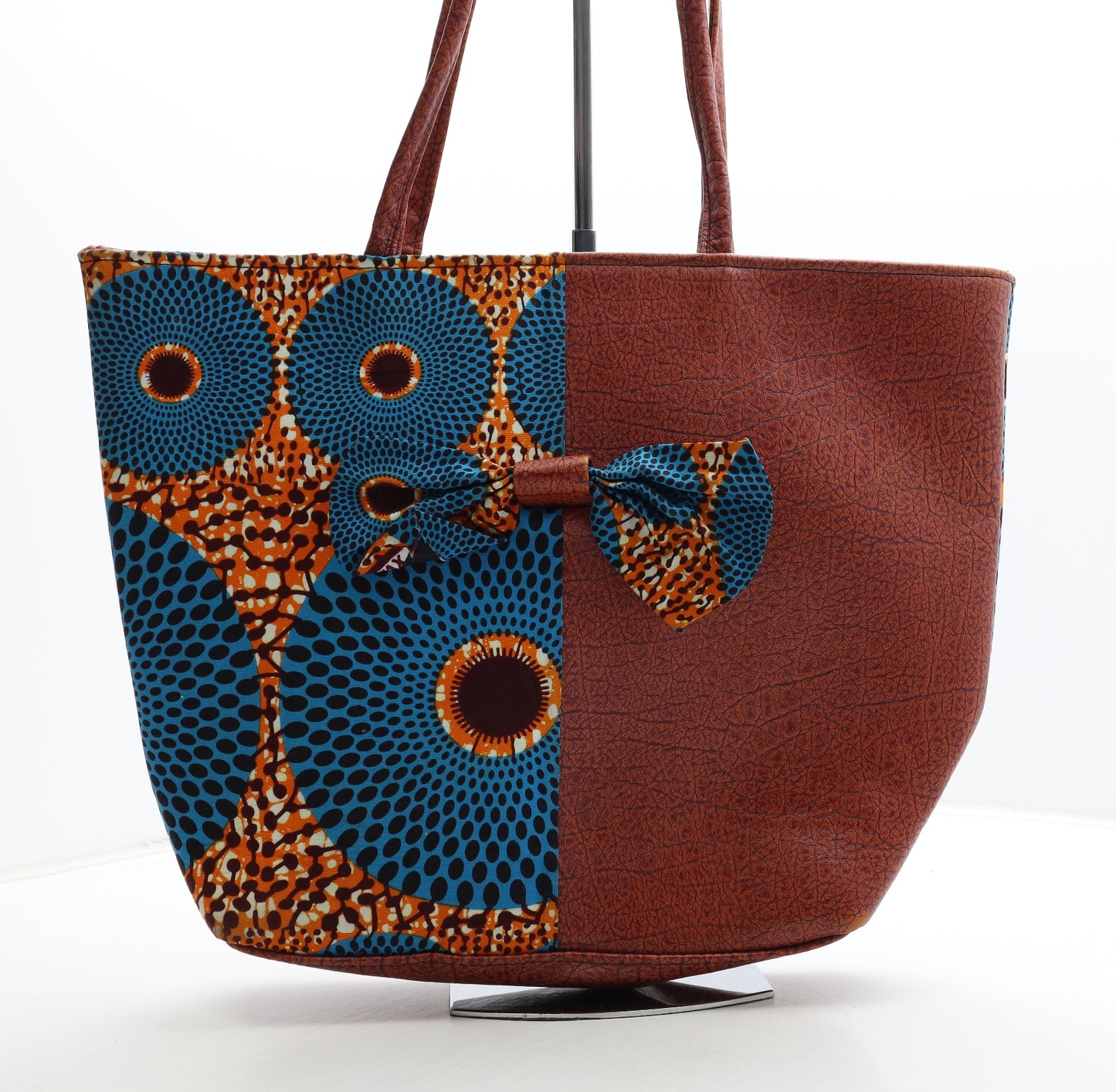 Preworn Womens Multicoloured Geometric Polyurethane Top Handle Bag Size Large