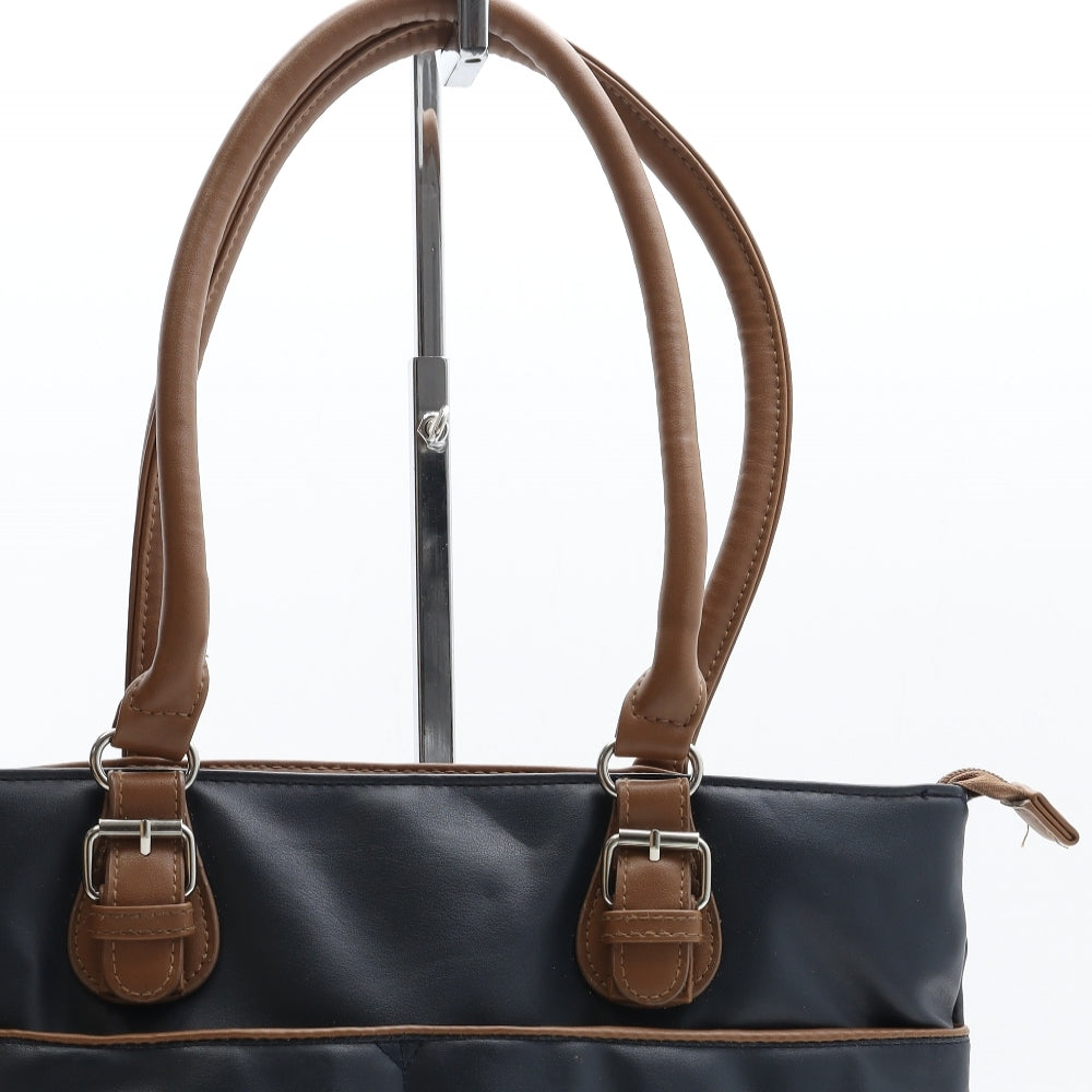 Preworn Womens Navy Vinyl Top Handle Bag Size Medium