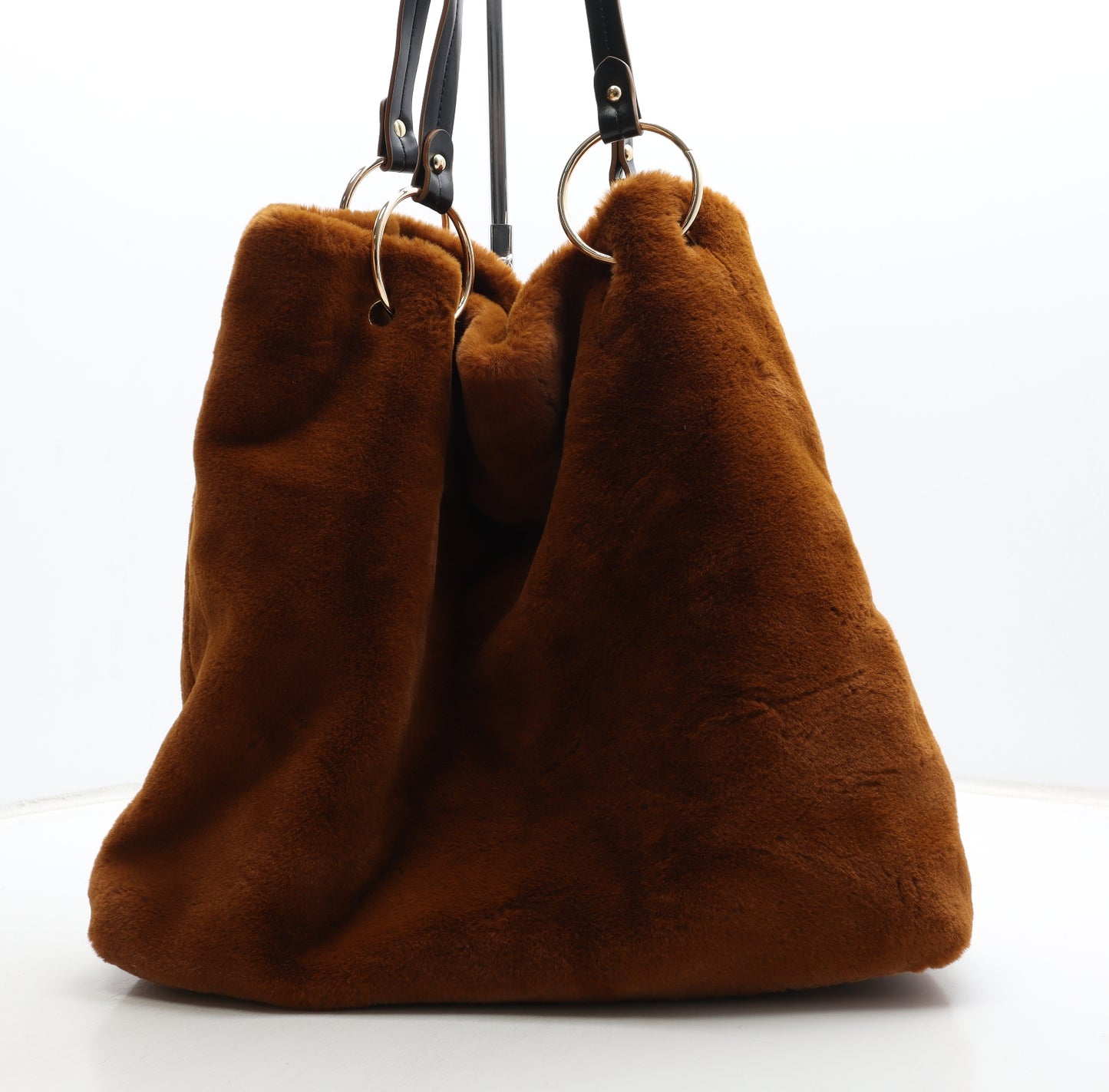 Oasis Womens Brown Polyester Hobo Bag Size Large - Fluffy Detail
