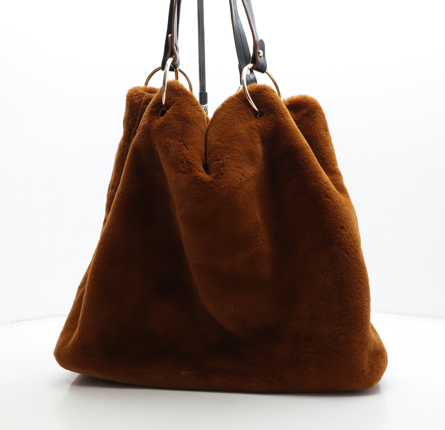 Oasis Womens Brown Polyester Hobo Bag Size Large - Fluffy Detail