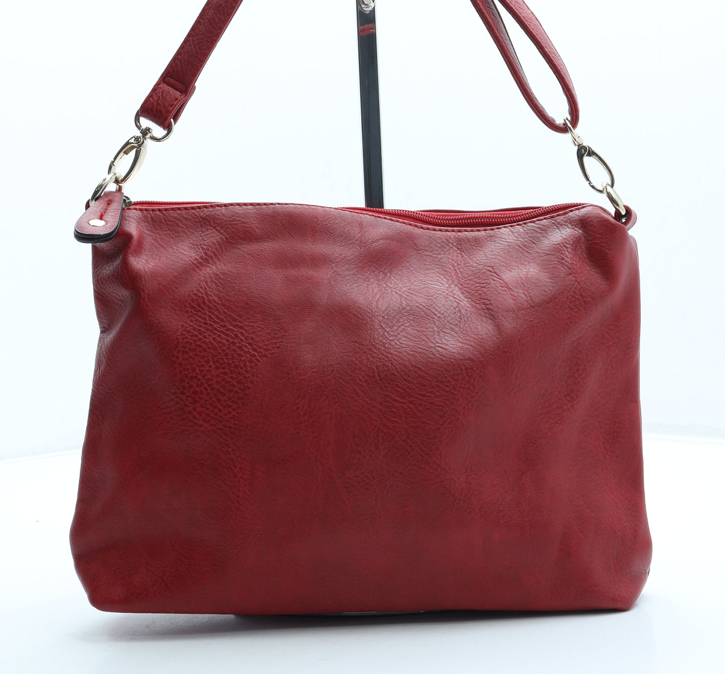 Preworn Womens Red Leather Crossbody Size Small