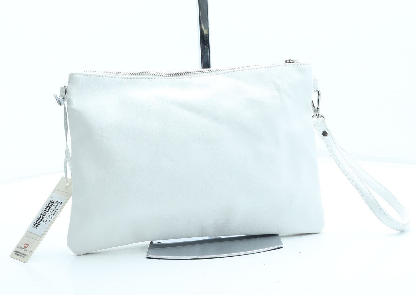 Marina Galanti Womens White Floral Leather Clutch Size Small - Heart Detail