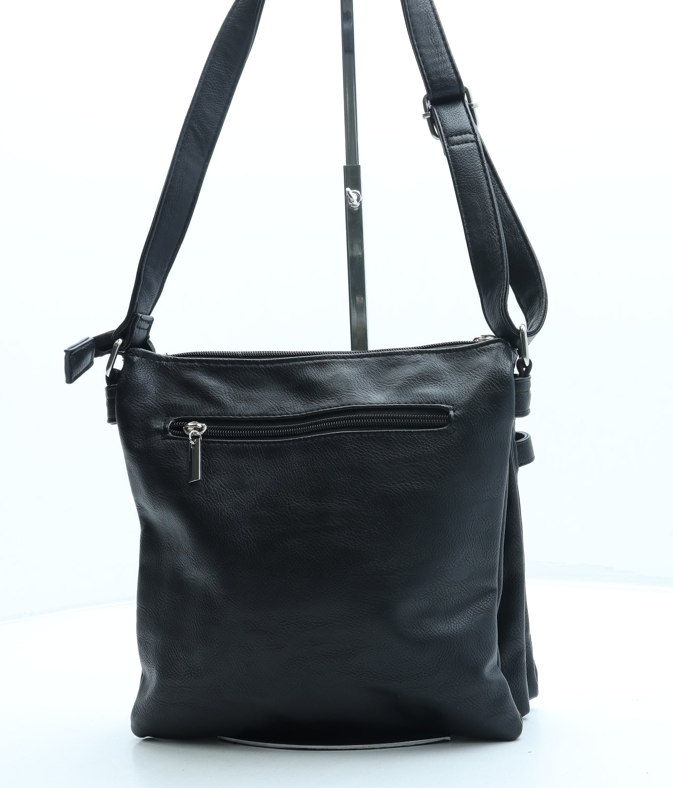 Preworn Womens Black Leather Crossbody Size Small