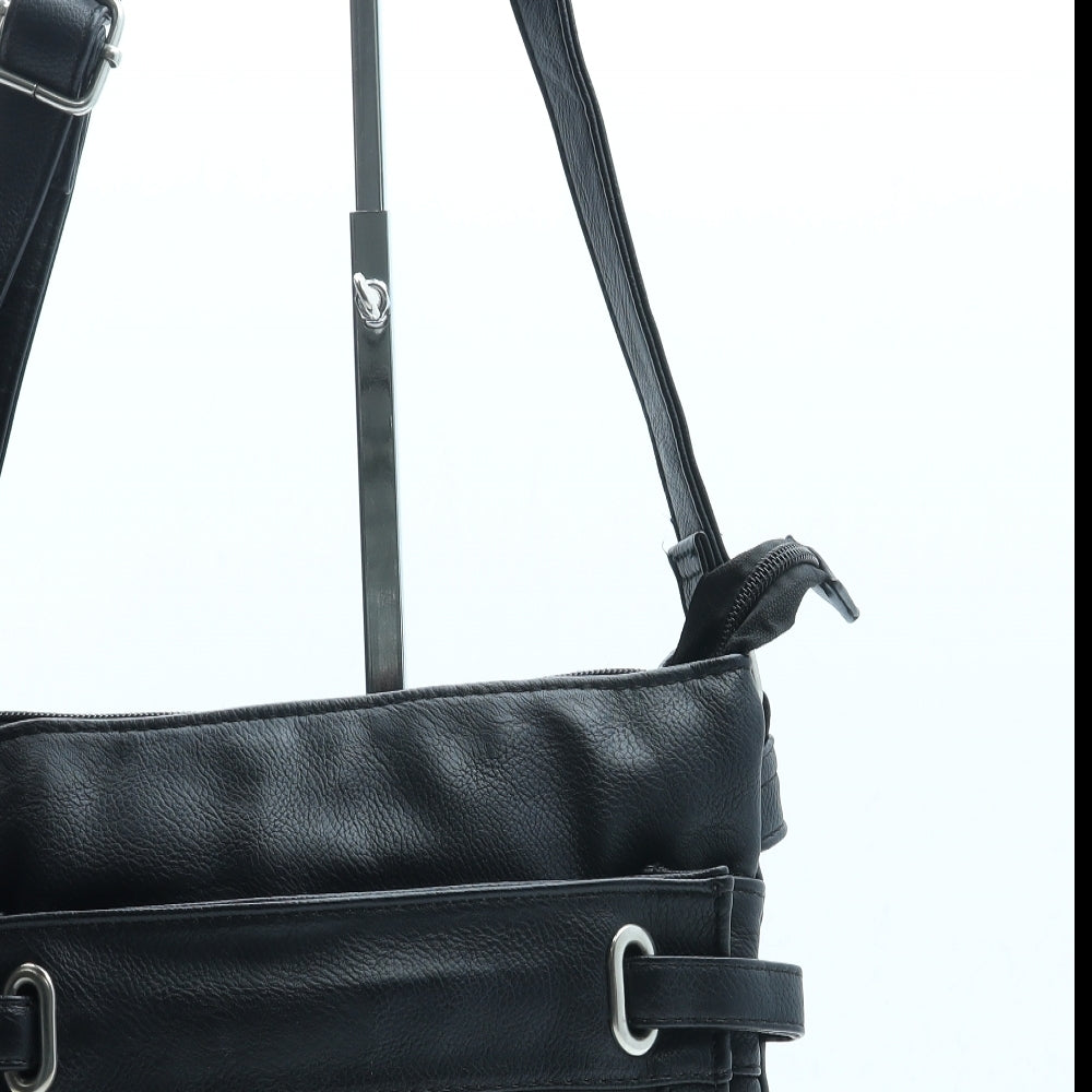 Preworn Womens Black Leather Crossbody Size Small