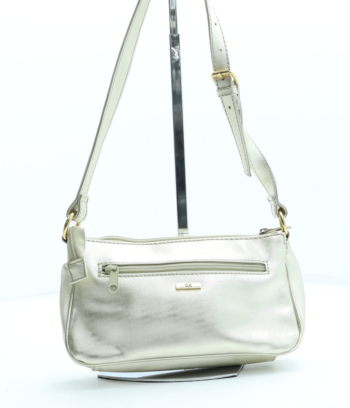 SWB London Womens Gold Polyurethane Crossbody Size Small