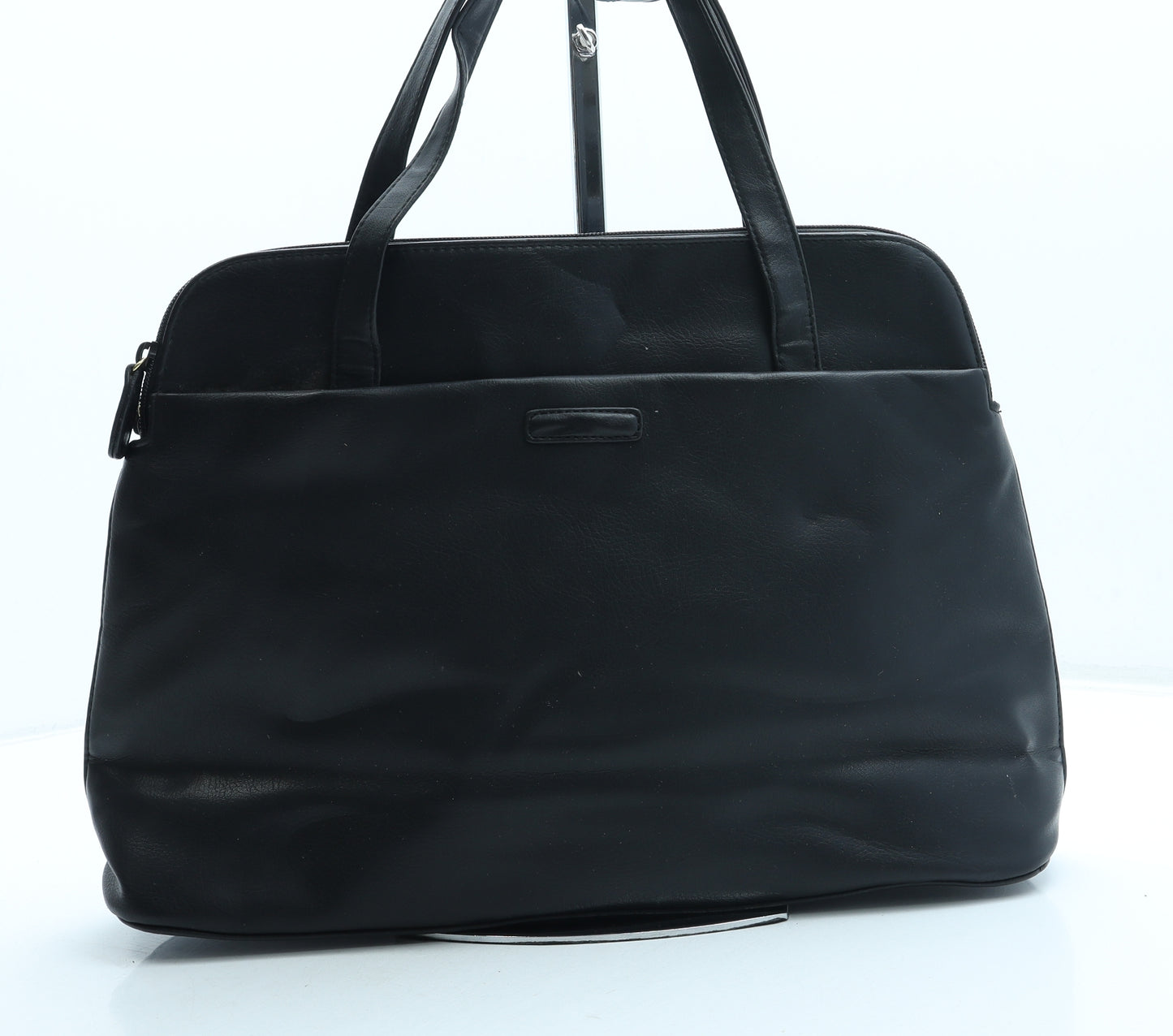 Preworn Womens Black Leather Top Handle Bag Size Medium