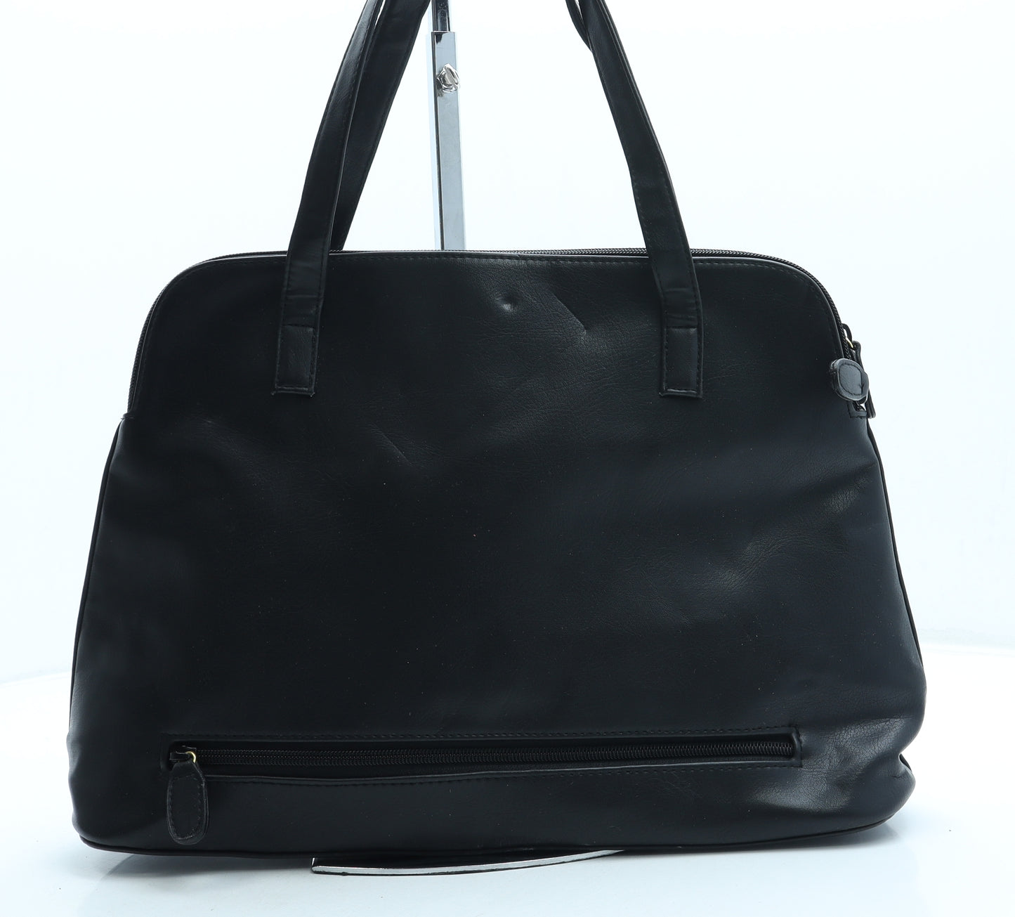 Preworn Womens Black Leather Top Handle Bag Size Medium