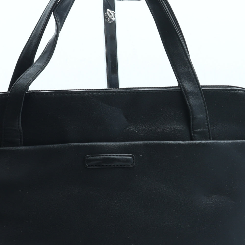 Preworn Womens Black Leather Top Handle Bag Size Medium
