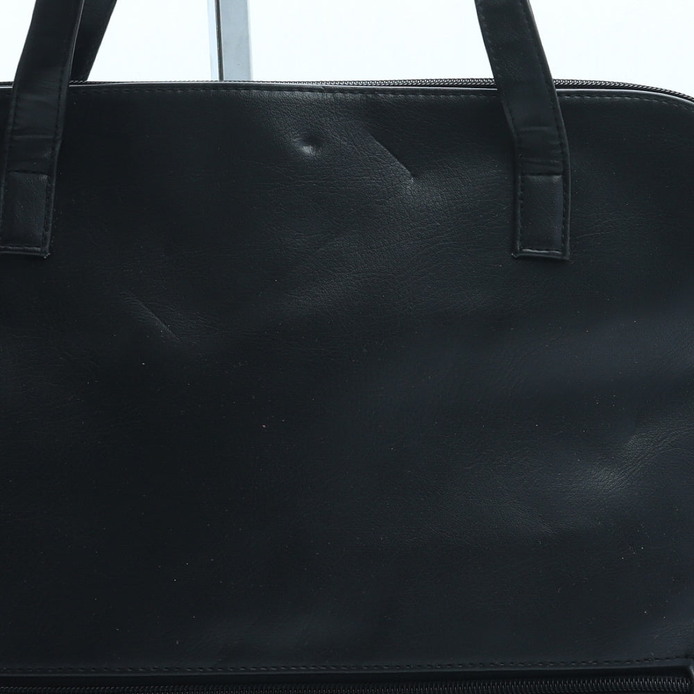 Preworn Womens Black Leather Top Handle Bag Size Medium