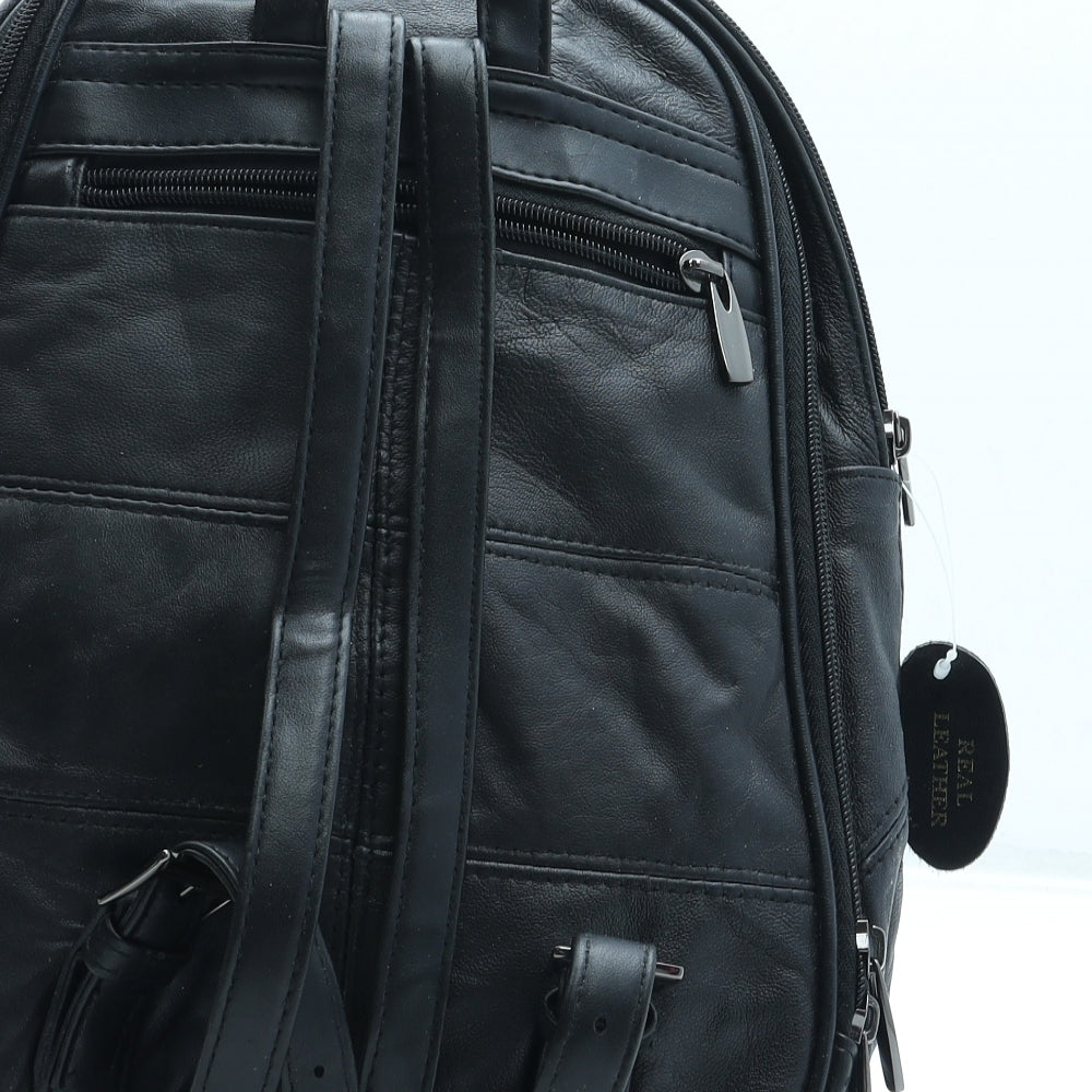 Lorenz Womens Black Leather Backpack Size Medium