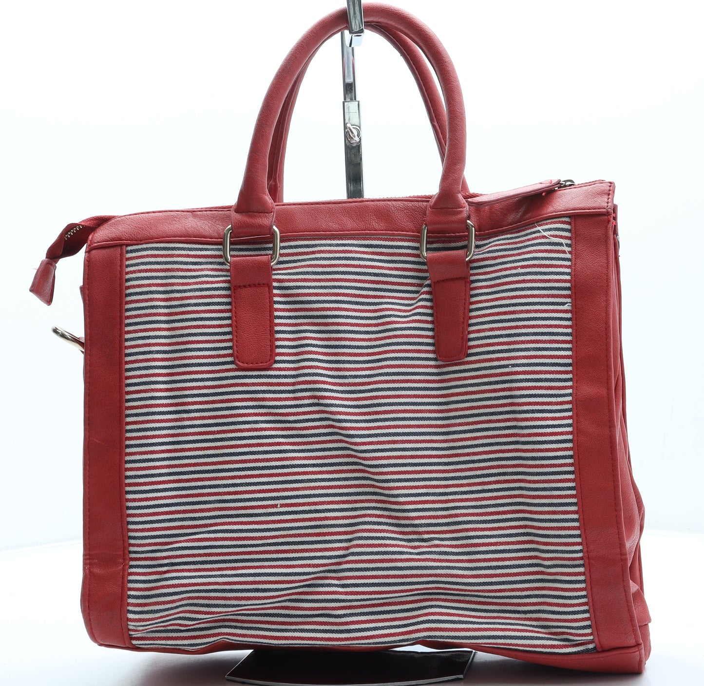 NEXT Womens Red Striped Polyester Top Handle Bag Size Medium - Flowers