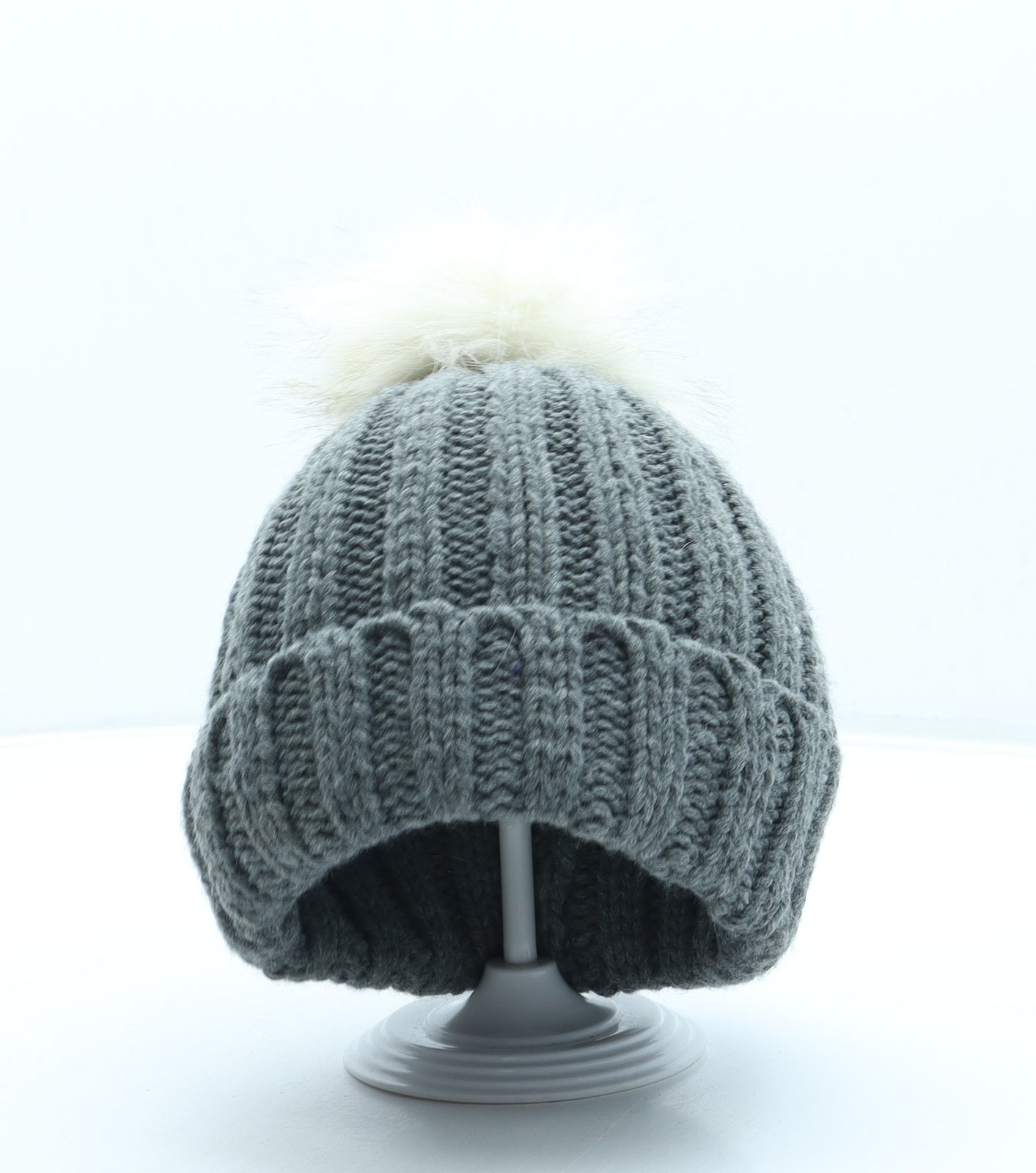 Atmosphere Womens Grey Acrylic Bobble Hat One Size - Pom Pom