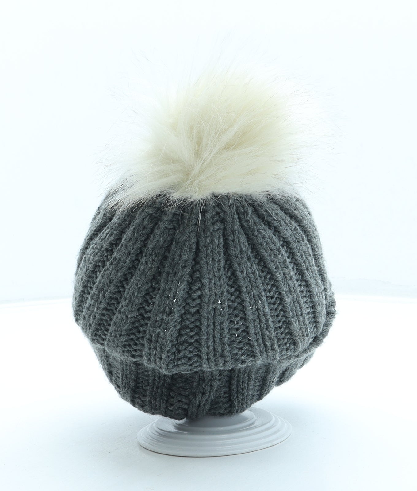 Atmosphere Womens Grey Acrylic Bobble Hat One Size - Pom Pom