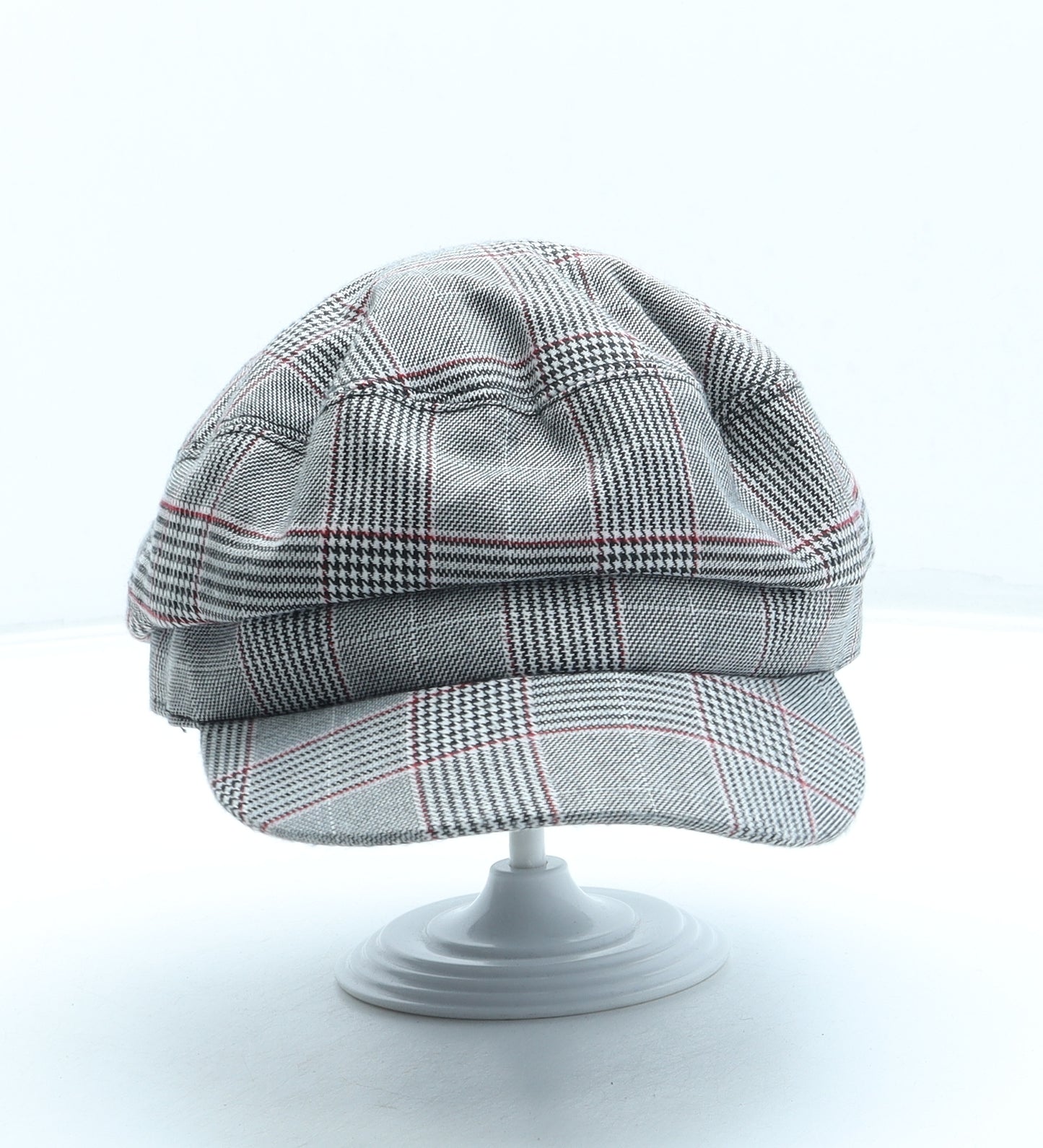 Stradivarius Womens Black Plaid Polyester Flat Cap Size M