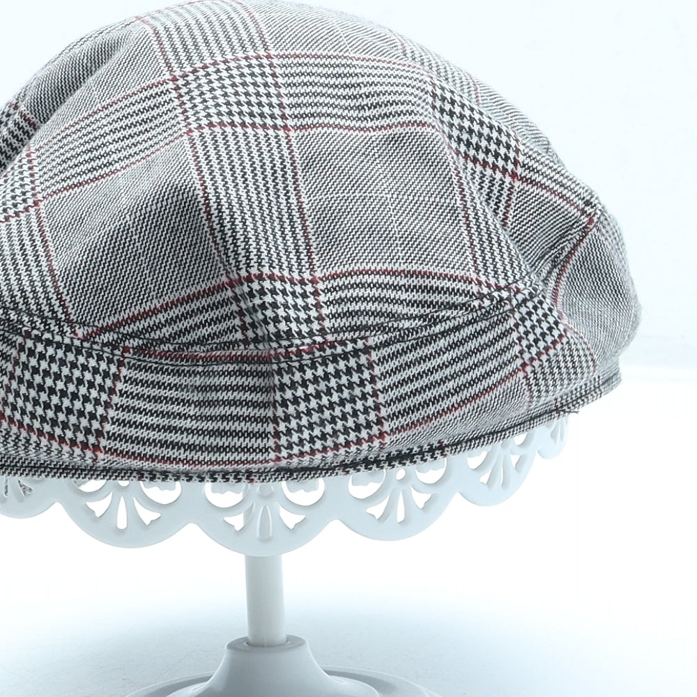 Stradivarius Womens Black Plaid Polyester Flat Cap Size M