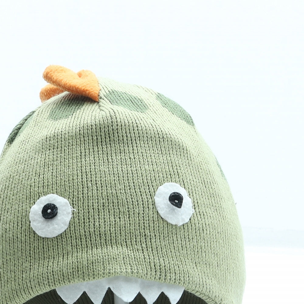 Kidorable Boys Green Acrylic Bonnet One Size - Dinosaur